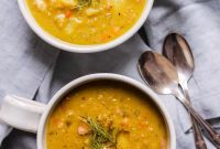Hearty Split Pea Soup with Ham and Crispy Croutons