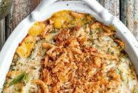 Classic Green Bean Casserole Recipe with Crispy Onion Topping
