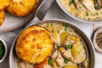 Chicken Pot Pie Soup with Biscuits — Gluten-Free Options Included