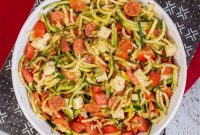 Zucchini Noodle Pizza Salad with Cherry Tomatoes & Mozzarella