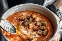 Creamy Roasted Tomato Soup with Garlic and Basil