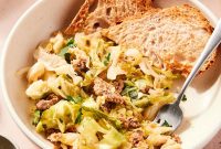 One-Pan Skillet Cabbage with Sausage and Garlic Butter