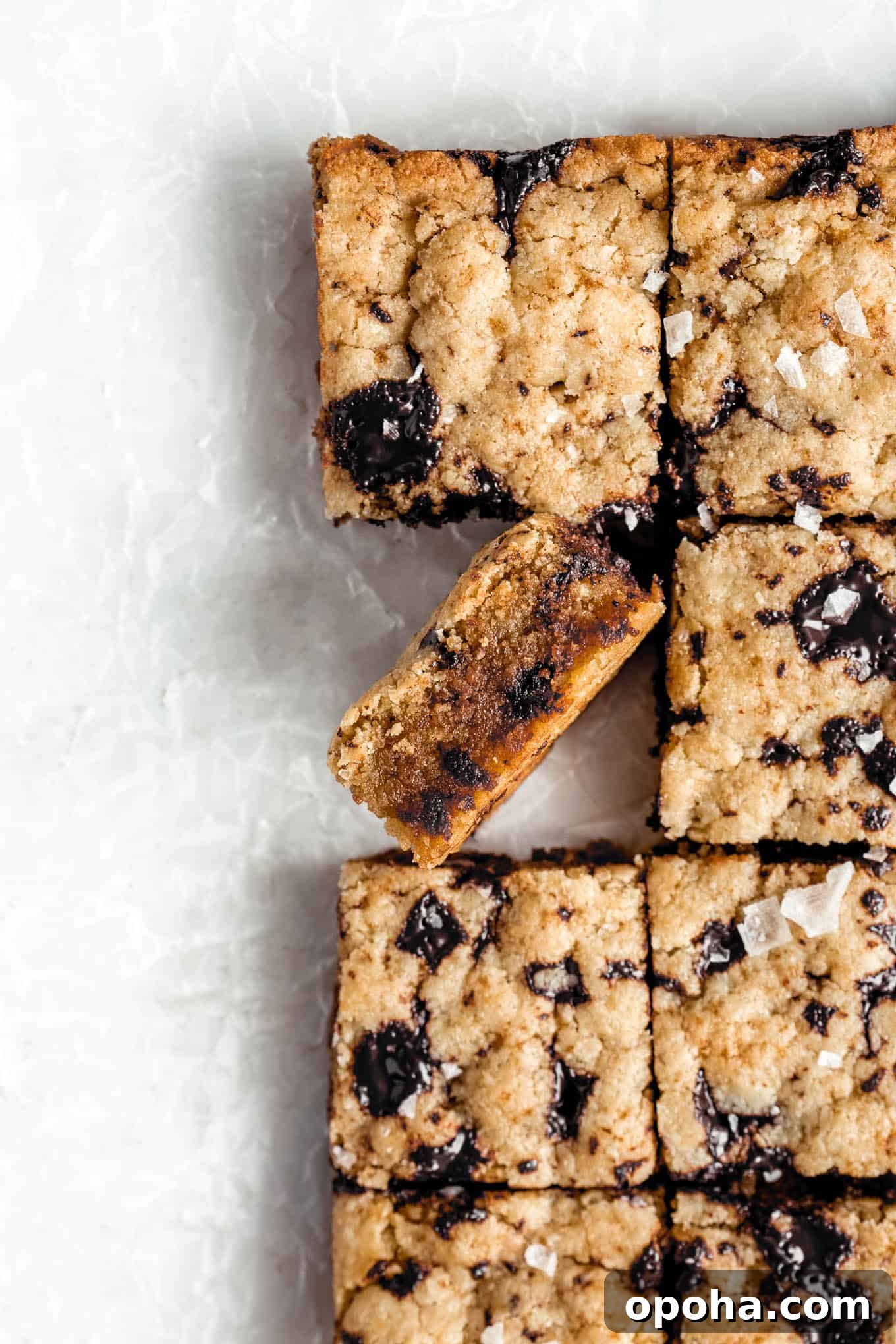 Tahini Blondies (Paleo, Gluten-Free Tahini Brownies) 2 paleo tahini blondies cut into squares.