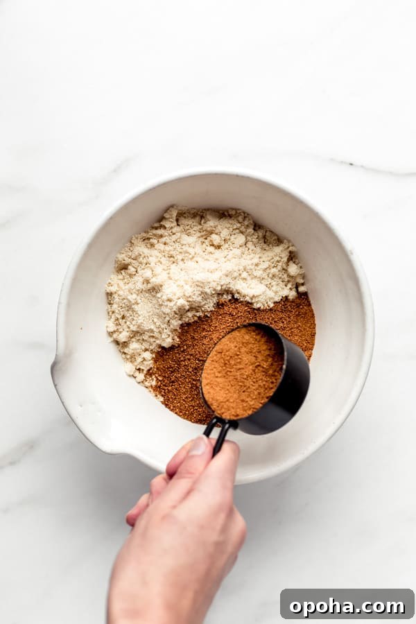 Tahini Blondies (Paleo, Gluten-Free Tahini Brownies) 4 a bowl of almond flour and coconut sugar