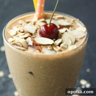 Peach and Oat Smoothie Recipe for Creamy Morning Energy 5 A thick, fruity, filling smoothie with fresh peaches and rolled oats!