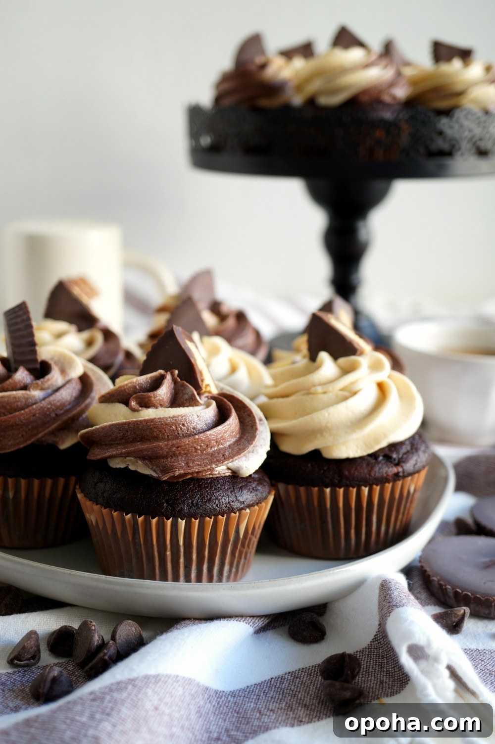 Vegan Dark Chocolate Cupcakes with Peanut Butter Swirl 3 chocolate peanut butter swirl cupcakes