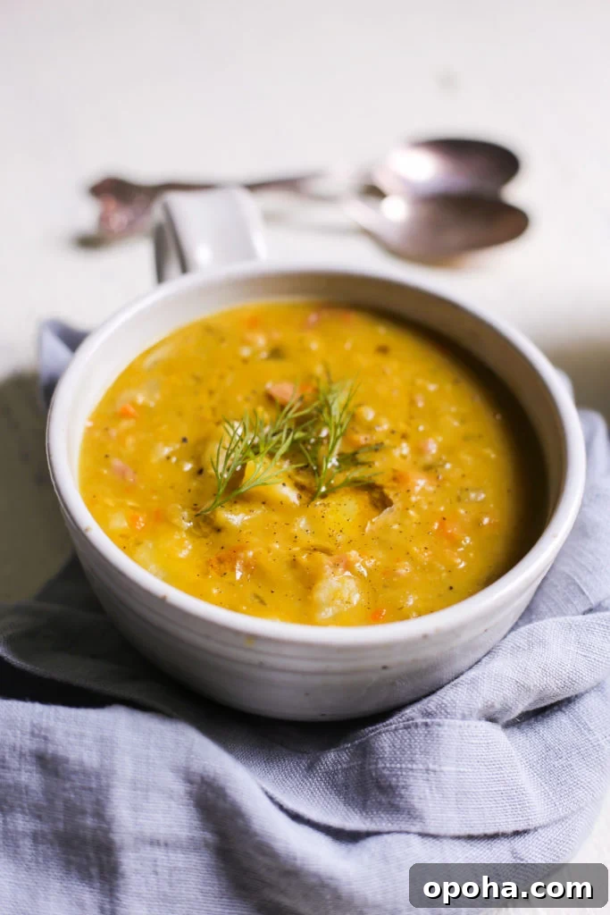 Hearty Split Pea Soup with Ham and Crispy Croutons 3 img 10622 2
