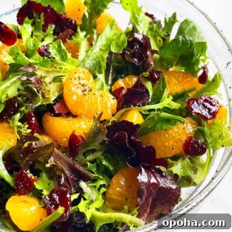Easy Mandarin Orange Salad in Glass Bowl on White Background
