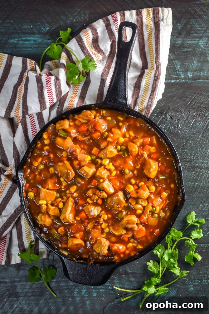 Skillet Cheddar-Cornbread BBQ Chicken Pot Pie