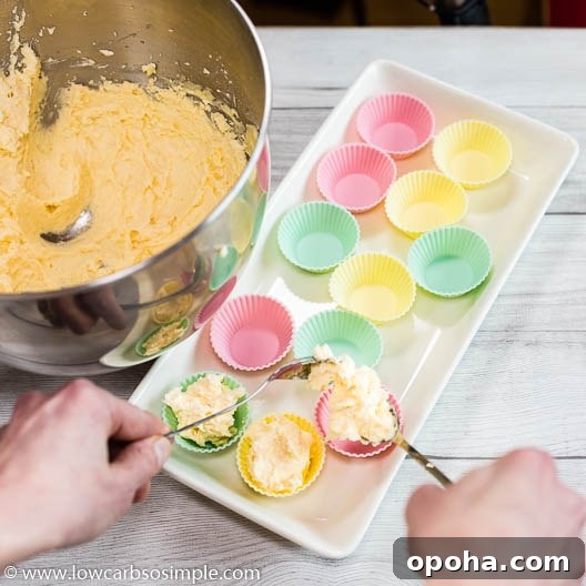Spooning into Muffin Cups | Low-Carb, So Simple