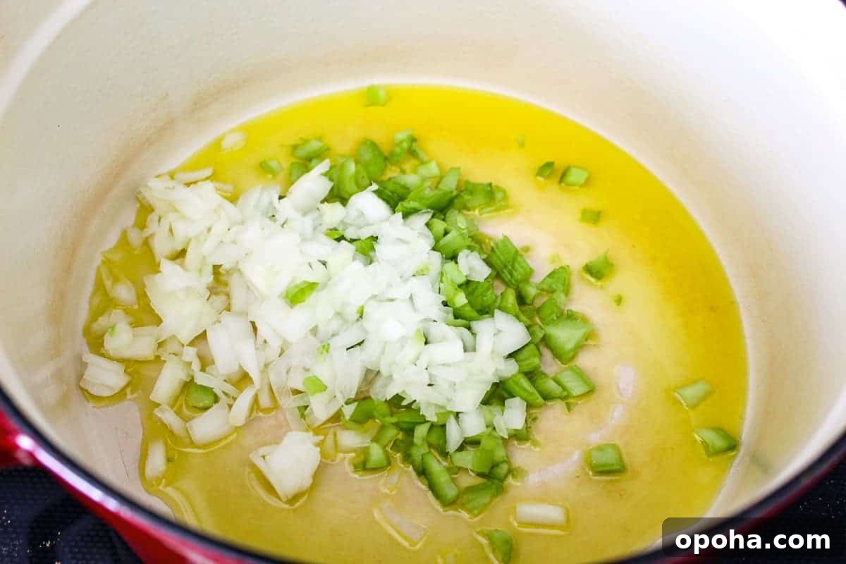 Velvety White Bean Soup with Garlic and Herbs 4 Onion, celery, garlic and oil in stockpot.