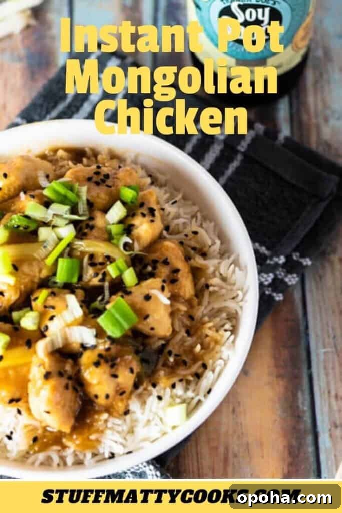 Instant Pot Mongolian Chicken Recipe — Quick Weeknight Meal 5 overhead picture of mongolian chicken pinterest.