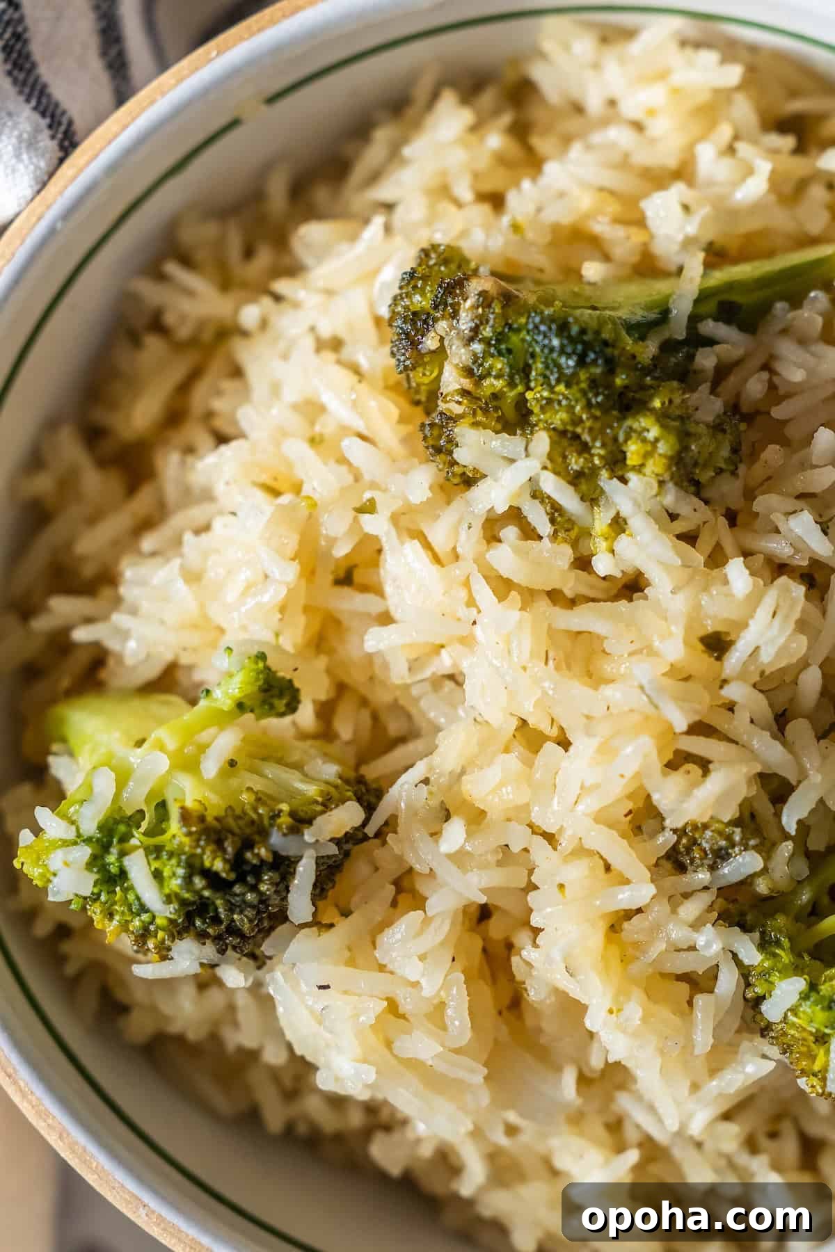 Baked Ranch Rice with Roasted Broccoli Bowl 2 Baked ranch rice and broccoli in a bowl