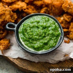 120+ Delicious Vegetarian Diwali Recipes to Try This Year 36 Green Coriander Chutney served with pakoras