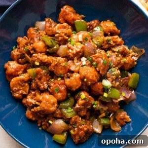 120+ Delicious Vegetarian Diwali Recipes to Try This Year 39 Gobi manchurian served in a blue bowl