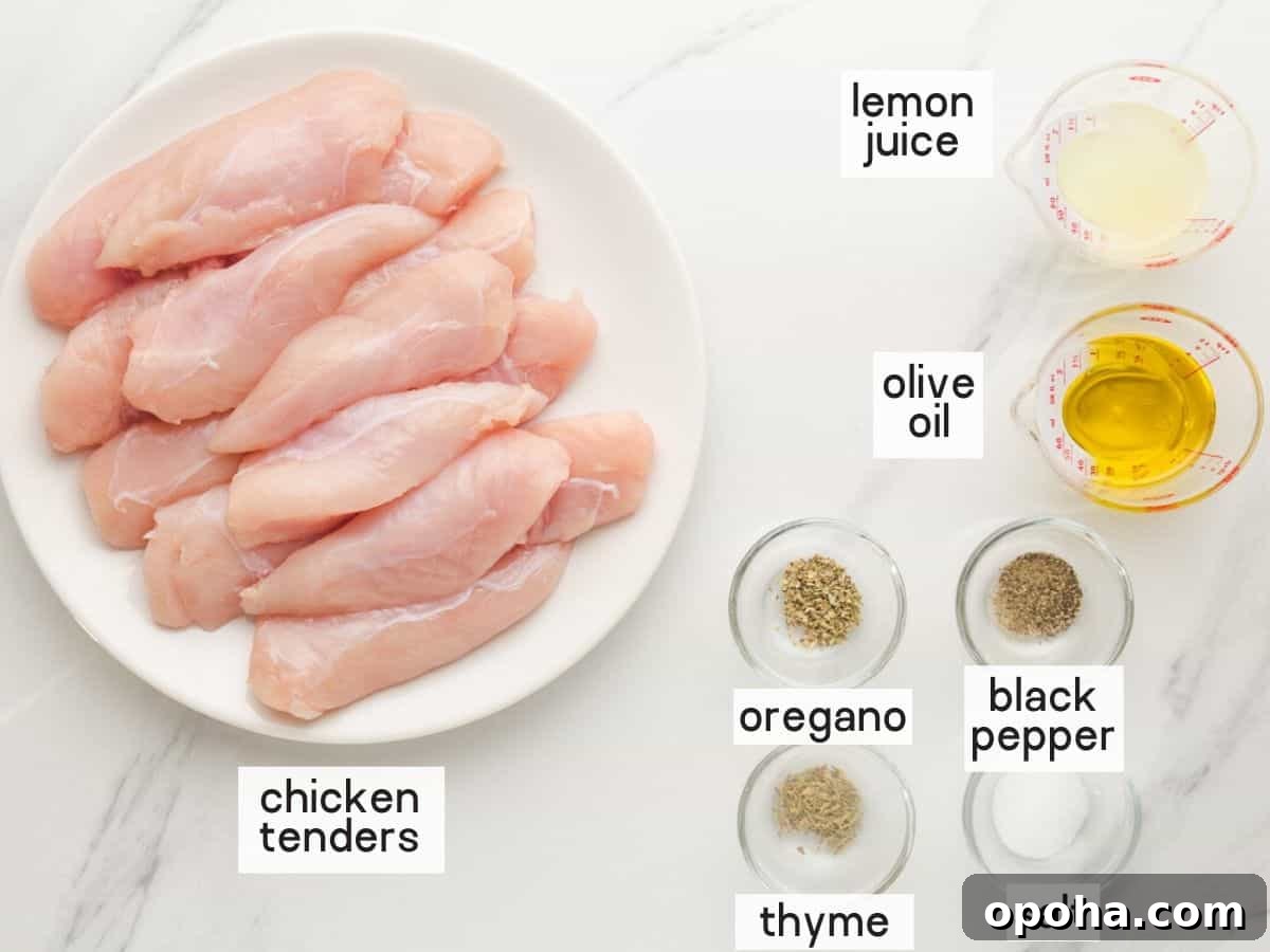 The ingredients for chicken tenders
