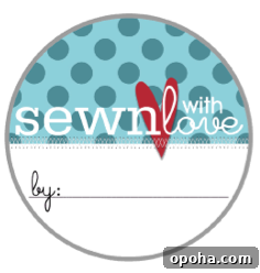 Sewn with Love free printable gift tag