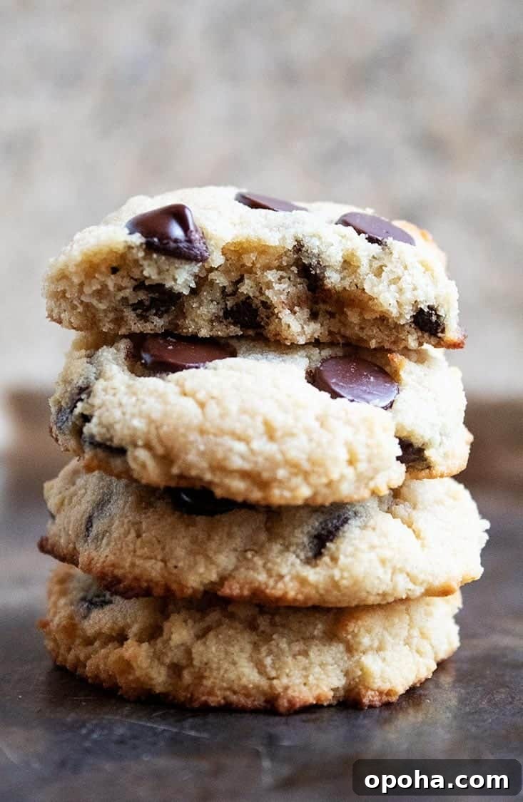 Keto Pumpkin Chocolate Chip Cookie Recipe for Fall Treats 14 stack of keto chocolate chip cookies