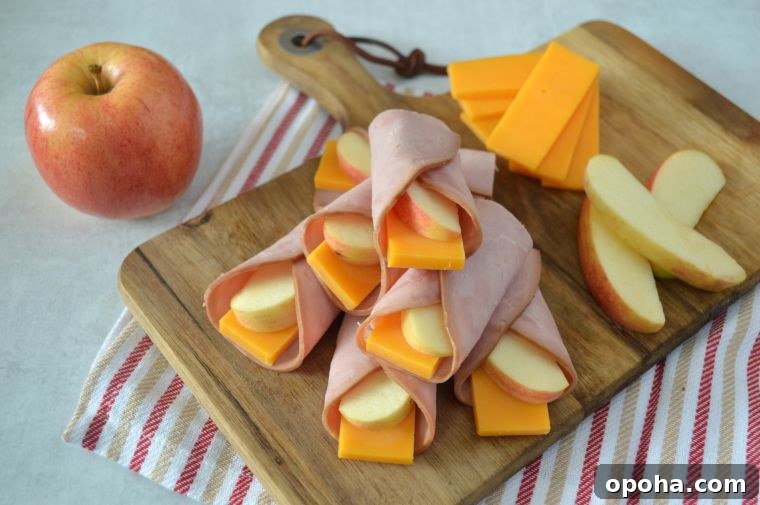 27 Fall Snack Ideas Kids Will Love 29 Ham, Apple & Cheese Wraps