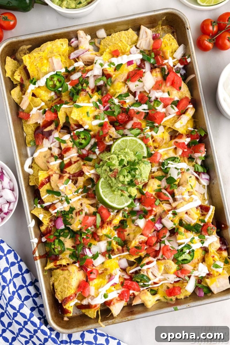 30+ Sheet Pan Dinners for Busy Weeknights: Quick Family Meals 11 Overhead view of a pan of sheet pan nachos.