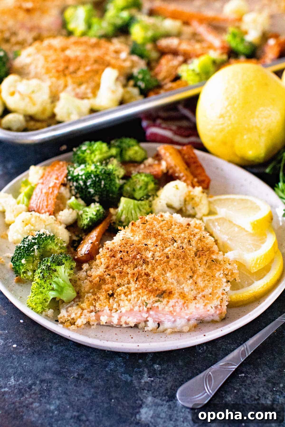 30+ Sheet Pan Dinners for Busy Weeknights: Quick Family Meals 22 Crumb crusted salmon.