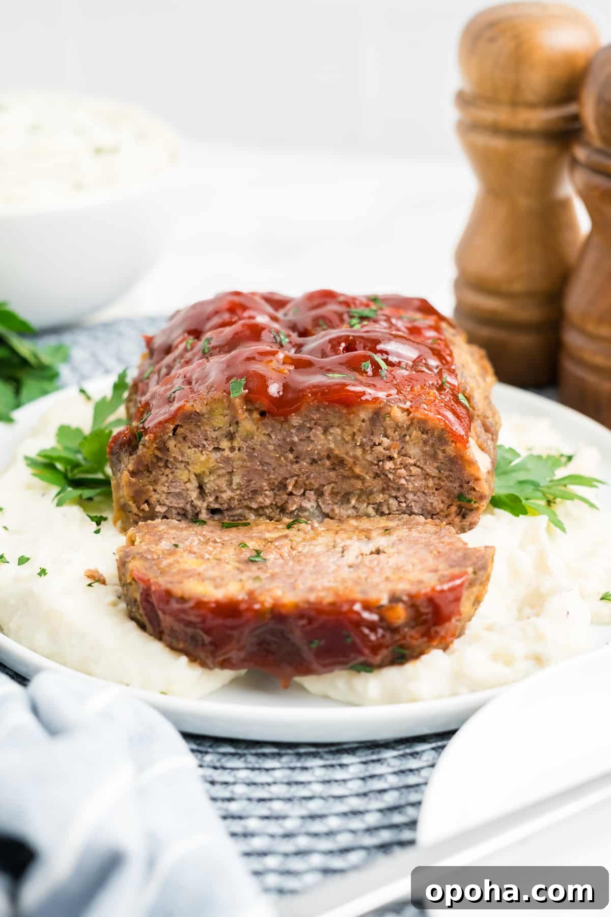 1 pound meatloaf recipe over mashed potatoes.