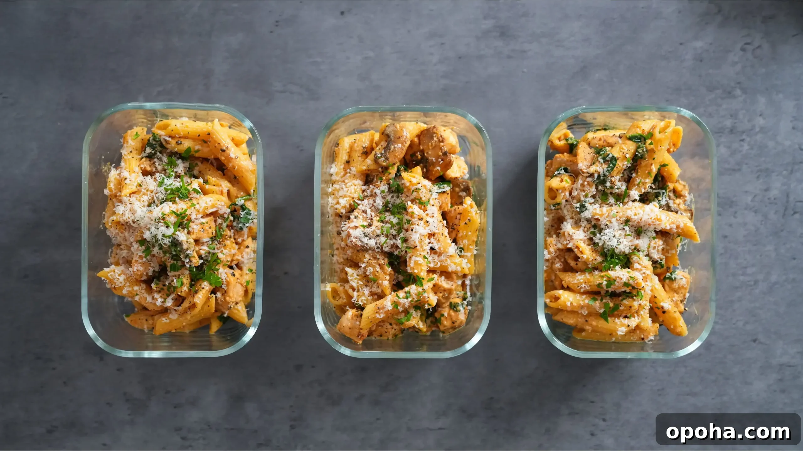 Chicken Mushroom Pasta Meal Prep