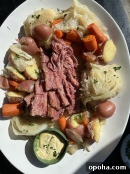 finished corned beef & cabbage plate
