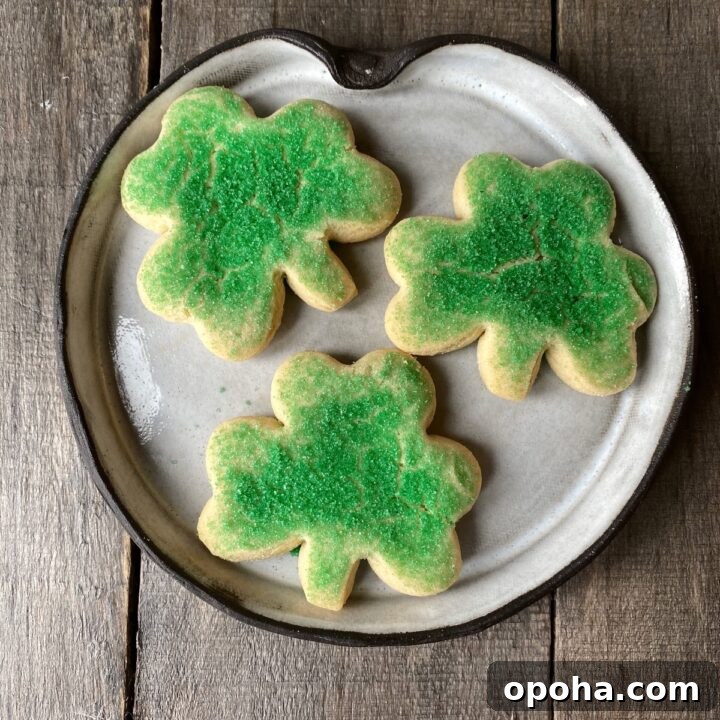 three shamrock cookies