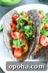 Cauliflower Tacos Recipe close up picture with hard shell