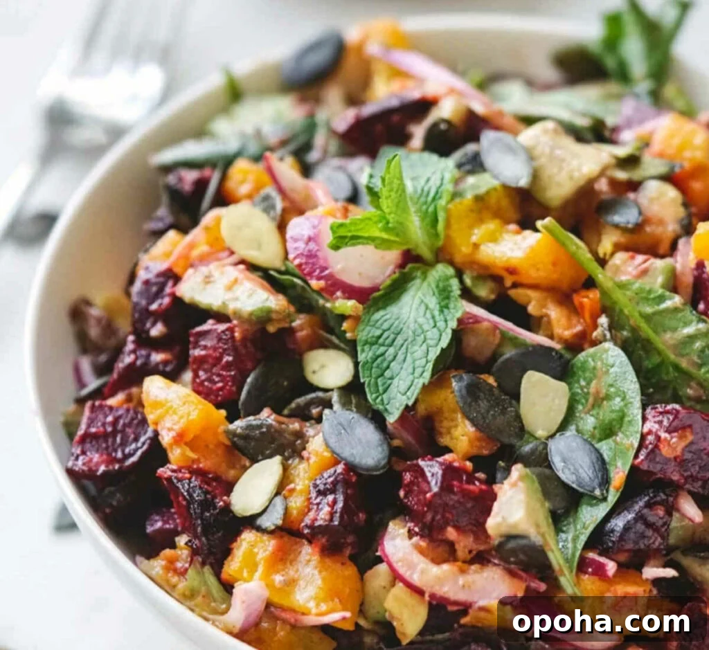 Balanced Plate Meal Template: How to Build Nutritious Portions 13 roasted pumpkin and beetroot salad and dressing