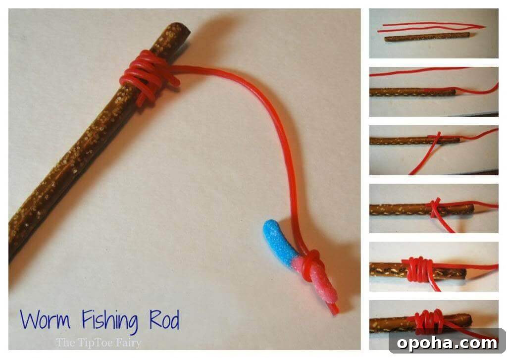 Attach gummy worms