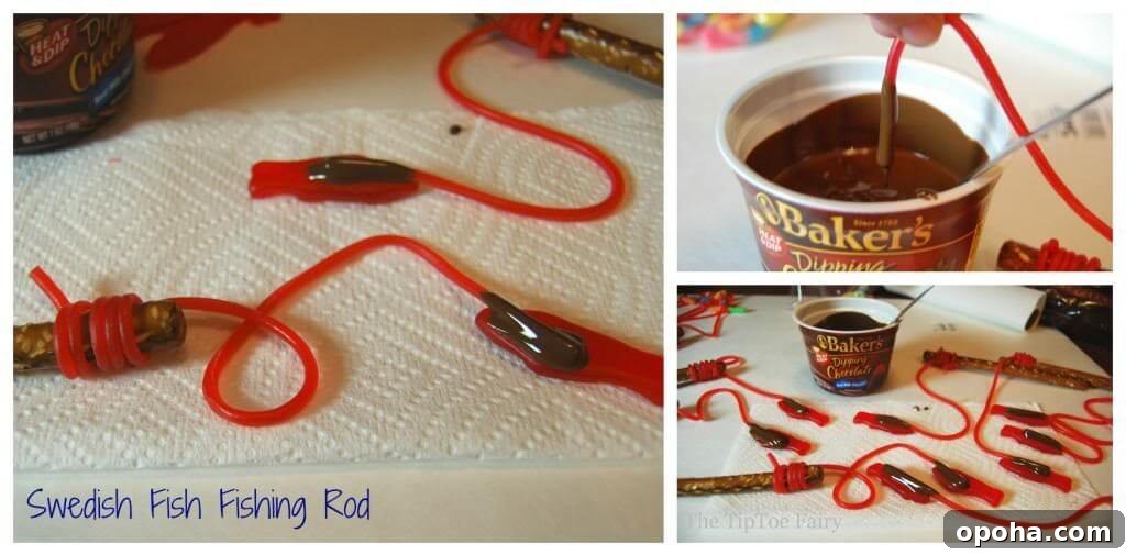 Attach Swedish Fish with chocolate