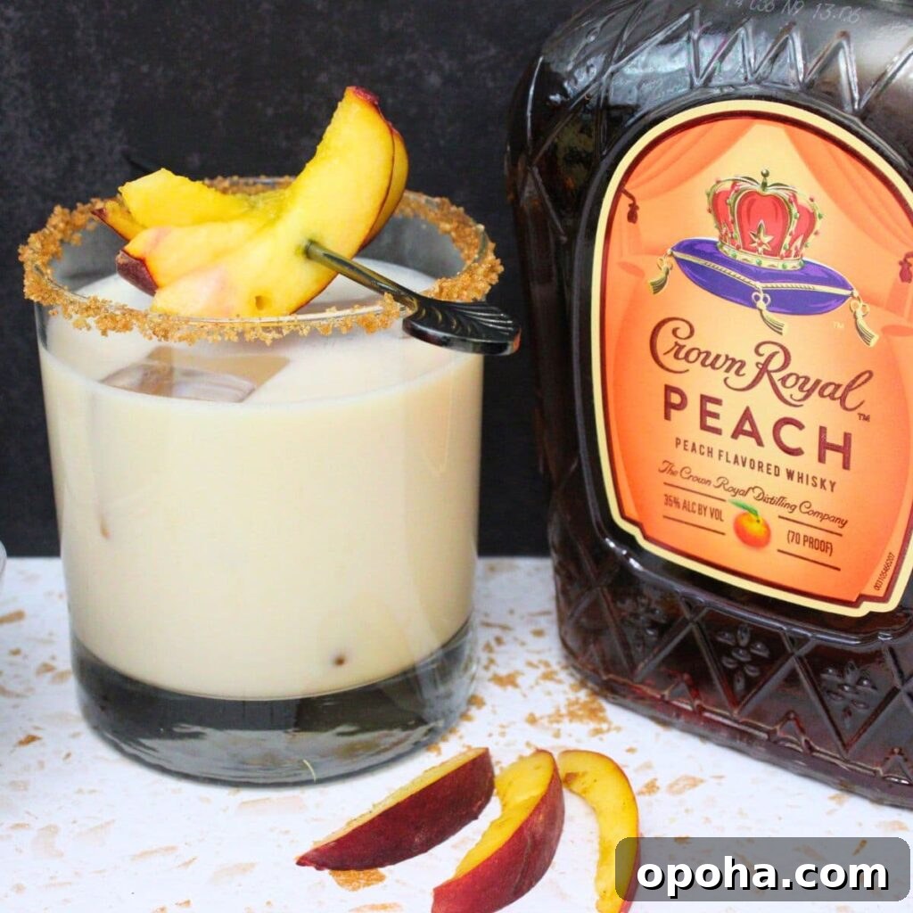 Peach Cobbler Cocktail Recipe with Crown Royal Whiskey 2 crown royal peach cobbler cocktail recipe dinners done quick featured image