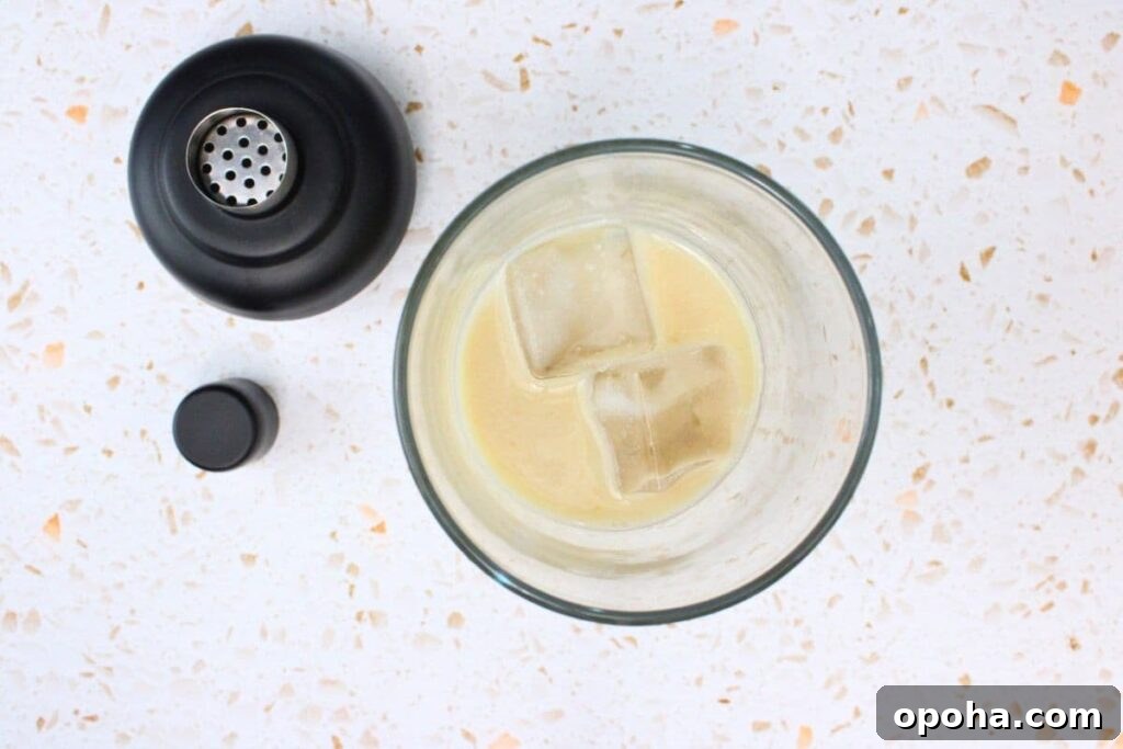 Peach Cobbler Cocktail Recipe with Crown Royal Whiskey 6 add crown royal peach, rumchata, lemon juice, and honey to cocktail shaker
