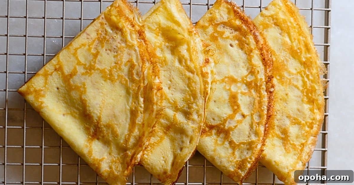 4 crepes folded into 4.