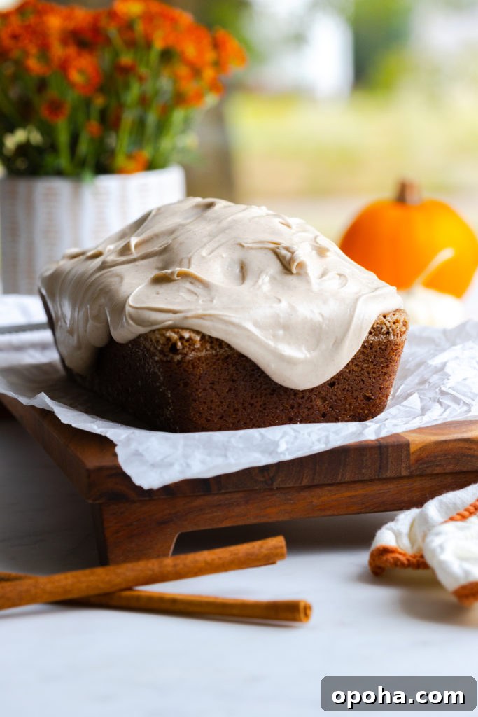 Pumpkin Spice Quick Bread with Maple Cream Cheese Frosting 15 Pumpkin Spice Bread with Maple Cream Cheese Frosting loaf