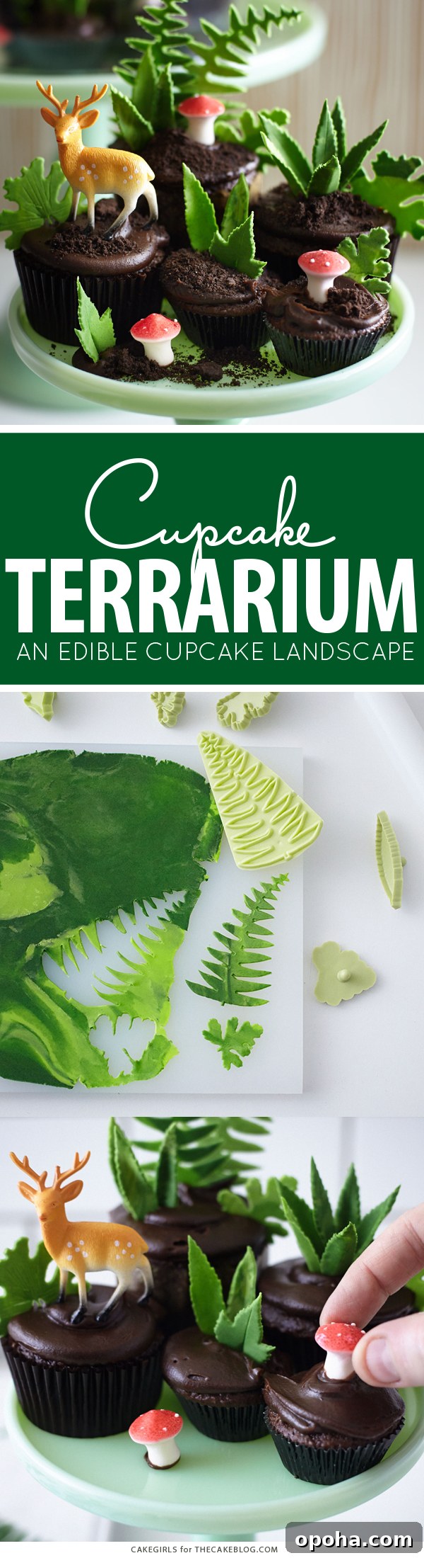 How to Make a Charming Cupcake Terrarium Step-by-Step 2 Cupcake Terrarium - nature-inspired terrarium filled with cupcakes, edible greenery, petite mushrooms and miniature deer