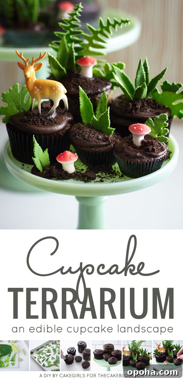 How to Make a Charming Cupcake Terrarium Step-by-Step 3 Cupcake Terrarium - nature-inspired terrarium filled with cupcakes, edible greenery, petite mushrooms and miniature deer