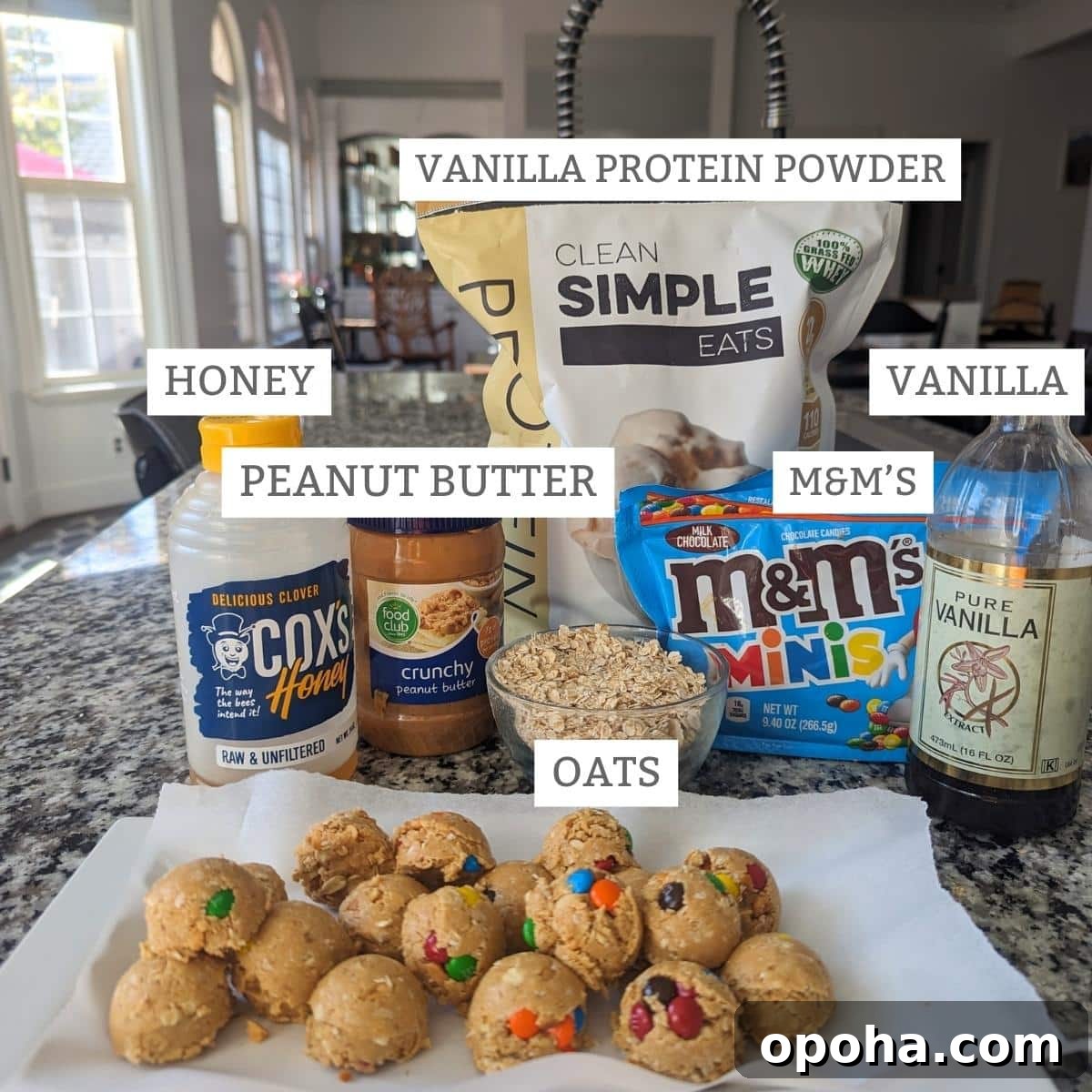 Ingredients for protein monster cookie dough bites