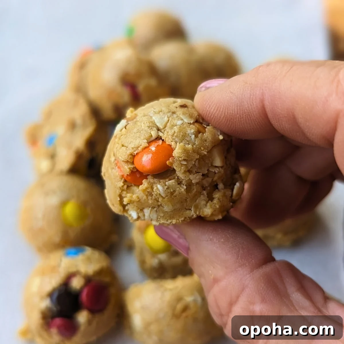 Protein monster cookie dough bite with protein powder