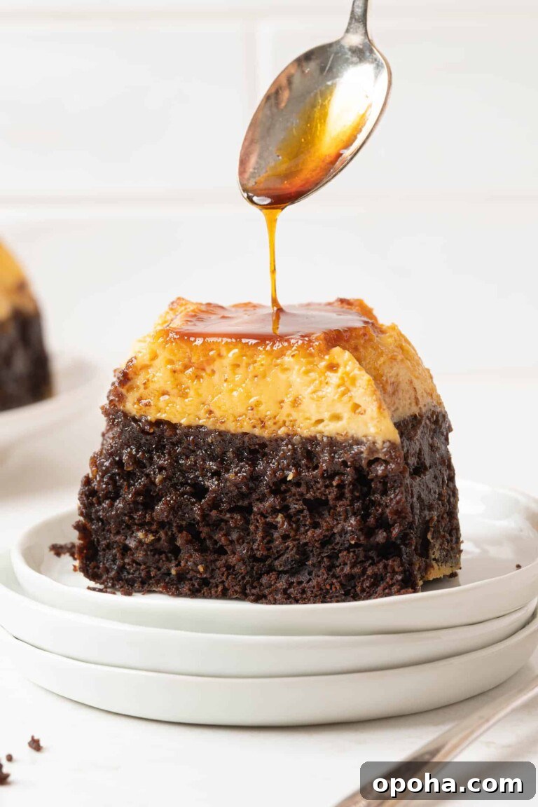 chocoflan on a plate