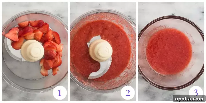 Strawberry Cheesecake Cupcakes Recipe — Creamy Strawberry Swirl 3 how to make strawberry puree