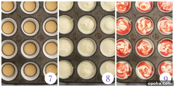 Strawberry Cheesecake Cupcakes Recipe — Creamy Strawberry Swirl 5 how to assemble cheesecakes