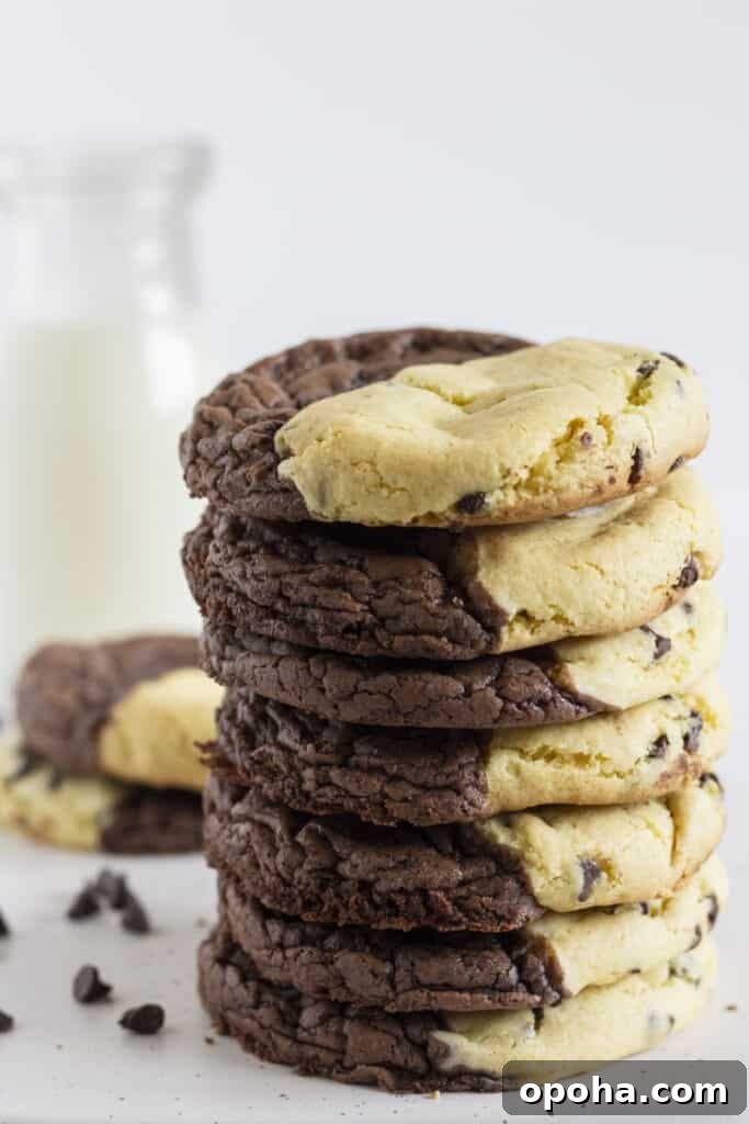 7 brookie cookies stacked on each other.