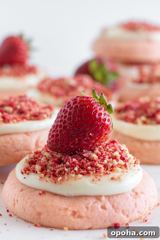 Strawberry Crunch Cookies made with a strawberry cake mix.