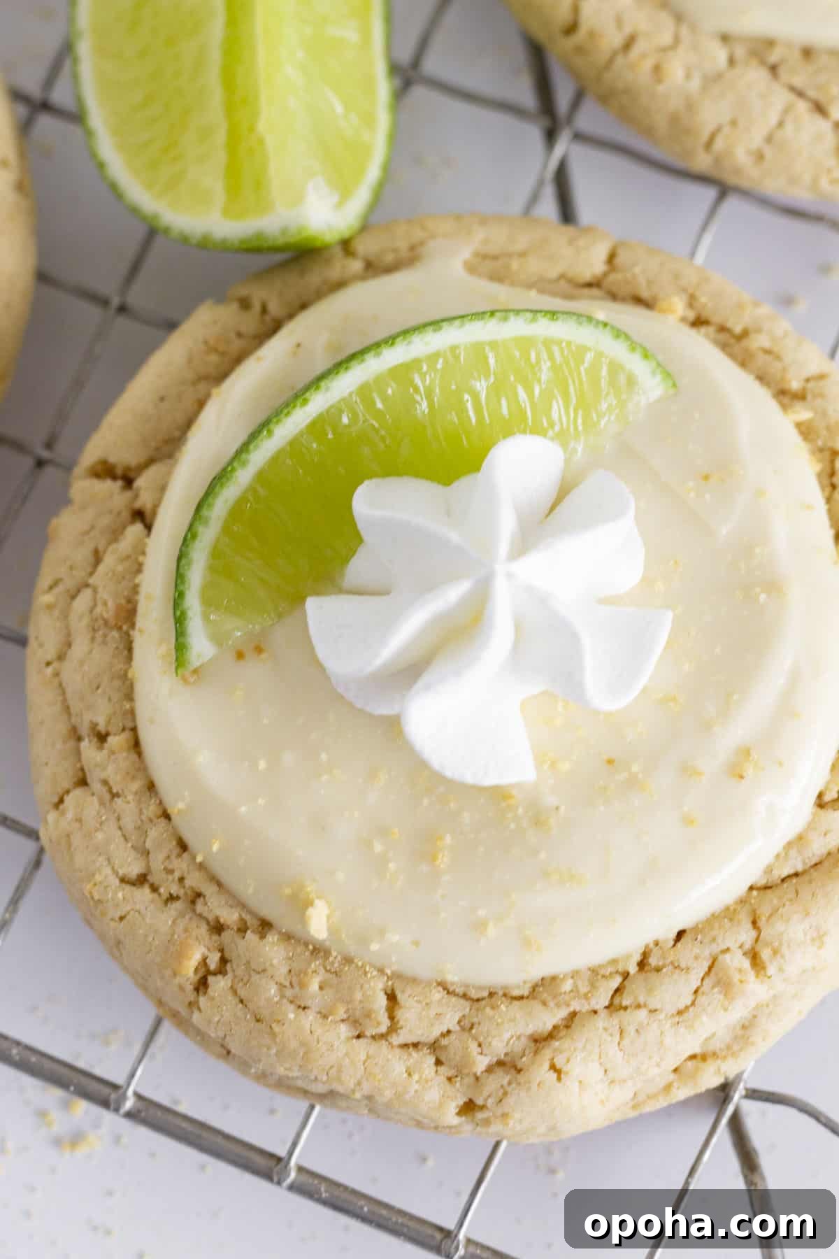 A single Key Lime Cookie made with cake mix.