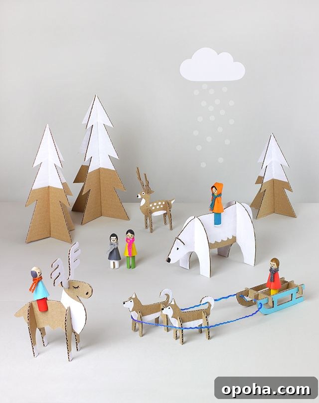 Free Printable Animal and Winter Wonderland Scene | 25+ Indoor Winter Activities for Kids