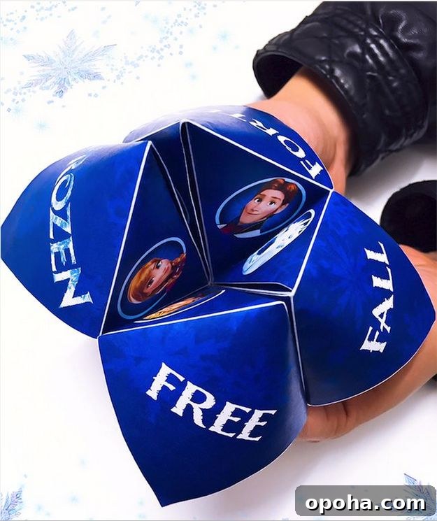Frozen Free Fall Fortune Teller | 25+ Indoor Winter Activities for Kids