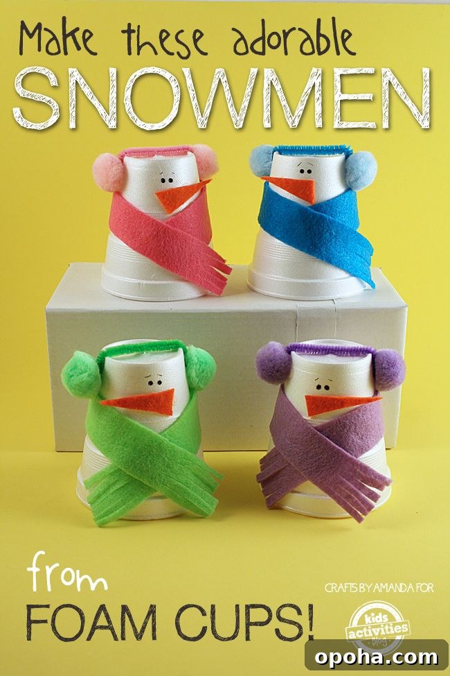 Snowman Craft from Foam Cups | 25+ Indoor Winter Activities for Kids